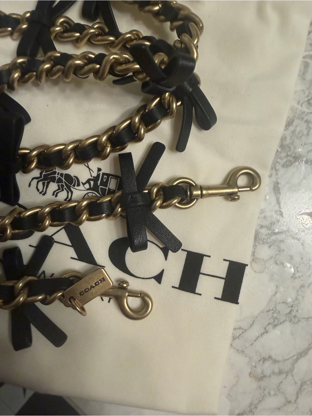 Coach Discontinued Leather Chain Strap With Bows - Picture 4 of 4
